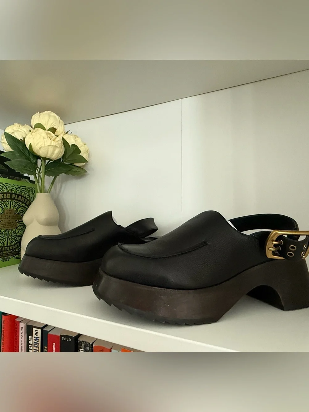 Charlotte Stone “Carlos” Slingback Platform Clogs - Black